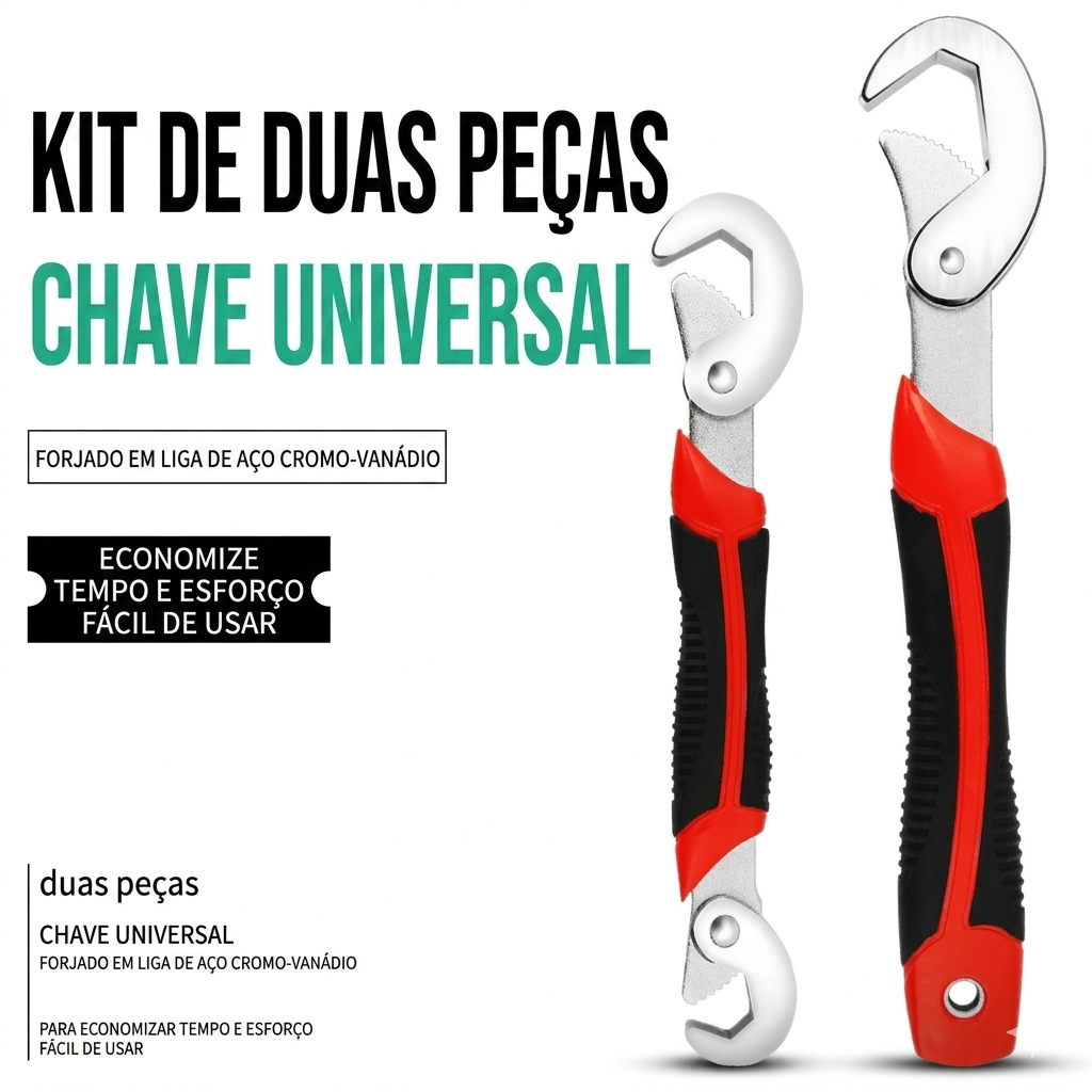 Chave Universal Ajustável 2 Peças Aço Inox 9 a 32mm Kit Multifuncional para Reparo Casa Oficina DIY Resistente Prática P