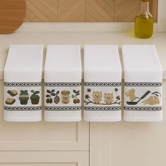 Kit 6 Pano De Prato 45x70 Toalha De Cozinha Jacquard Luxo