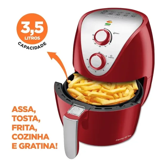 Fritadeira Sem Óleo Air Fryer 3,5L Mondial Vermelho/Inox 1500W AF-32-RI