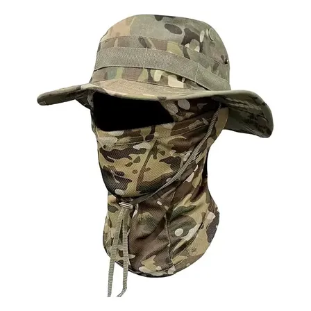 Kit Chapéu Boonie Balaclava Uv Dobrável Pesca Moto Camping Verde Camuflado Tamanho Único