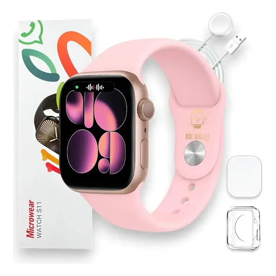Relógio Smartwatch Feminino Rosa S11 Microwear