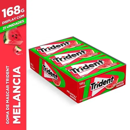 Chiclete Trident Melancia Sem Açúcar - Caixa Com 21 Unids. De 8g