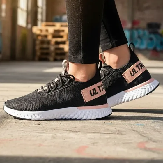 Tênis Feminino Preto De Caminhada E Academia Treino Estiloso