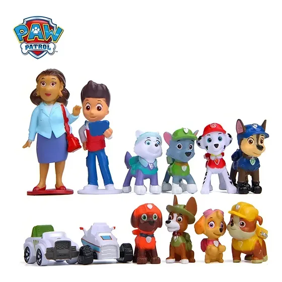 Kit Brinquedo 12 Miniaturas Personagens Patrulha Canina