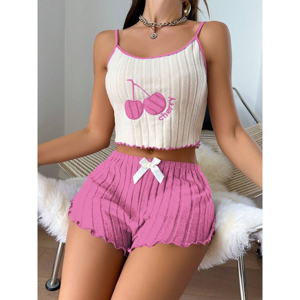 Conjunto de Shorts de camisola Sexy feminino pijamas conjunto Loungewear conjunto de 2 peças