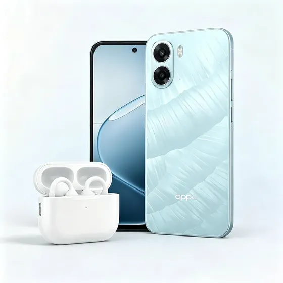 Kit Oppo: Smartphone Oppo A6x 128gb 4gb Ram Azul + Fones Open-ear Branco Led Verde