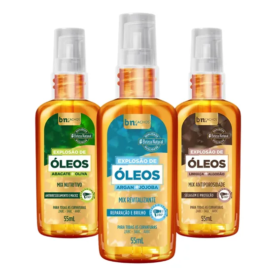 Kit Beleza Natural Óleos Abacate + Linhaça + Jojoba 55ml