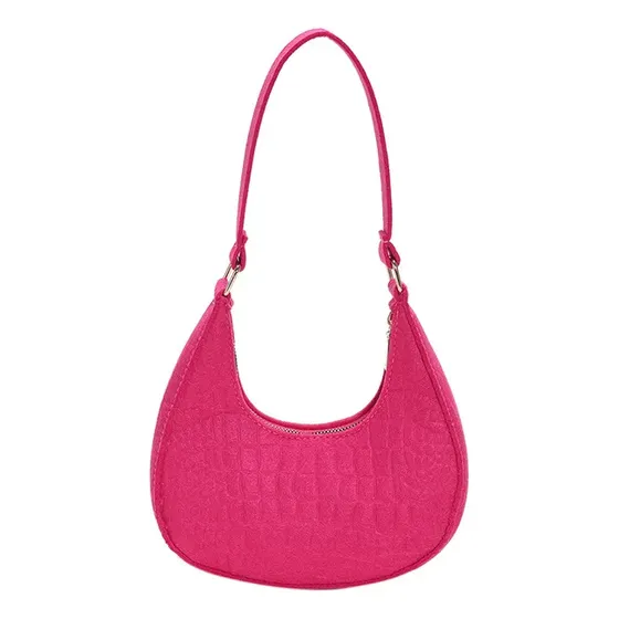 Bolsa Meia Lua Feminina De Ombro Textura Pedra