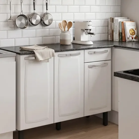 Balcão Cozinha Itatiaia ROSE TRP 1, 05 Com Tampo 3 Portas 1 Gaveta cor Branco