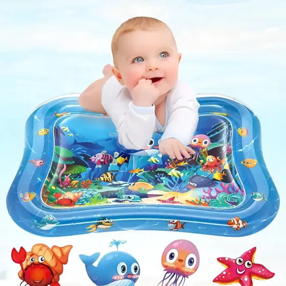 Tapete Sensorial Inflável De Agua Atividades Tummy Time Bebê