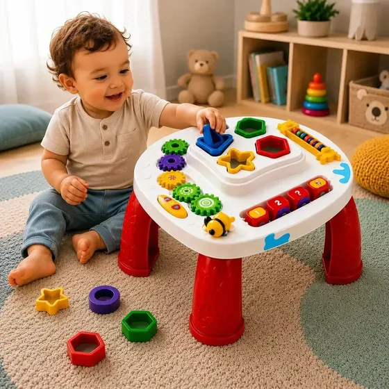 Mesinha Didática Educativa Com Atividades Infantil Divertida Cor Vermelho