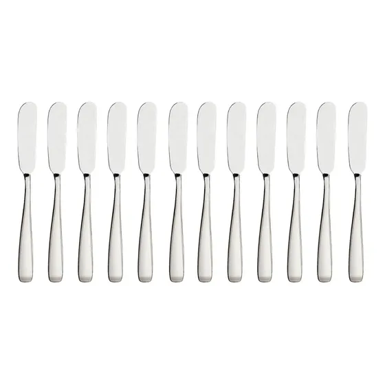 Kit 12 Espátulas Aço Inox para Manteiga e Geleia 14,8 cm Inox Polido