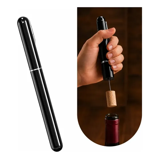 Saca Rolha Abridor Vinho Pneumático Bomba Ar Pressão Agulha Cor Preto