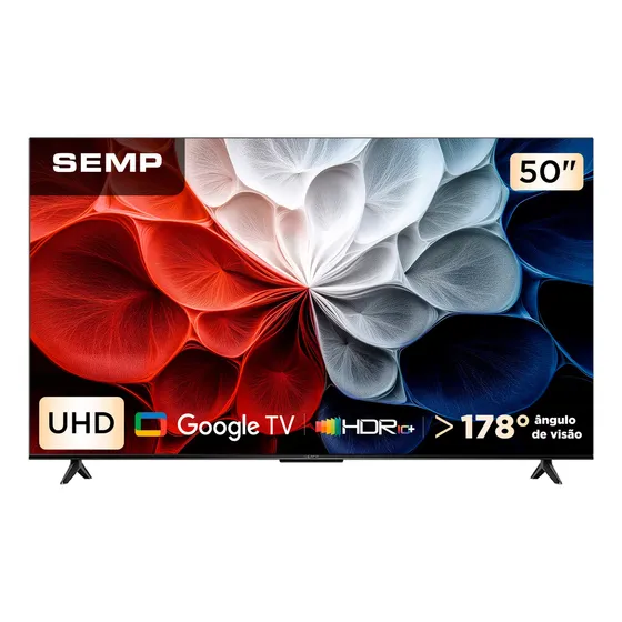 Smart TV Semp 50 Polegadas LED HVA 4K S62 WiFi Bluetooth Google TV 3 HDMI HDR10+ Dolby Audio 50S62