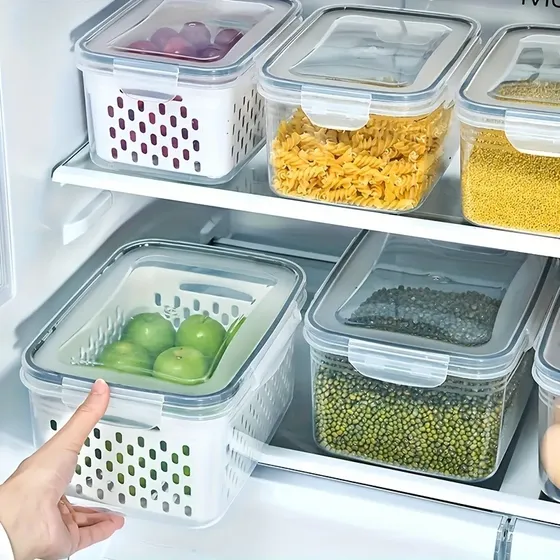 Kit 3 Potes Plásticos Organizadores Para Geladeira Cinza