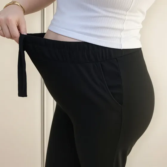 Calça Para Gestante Grávidas Em Malha Confortável Com Bolso