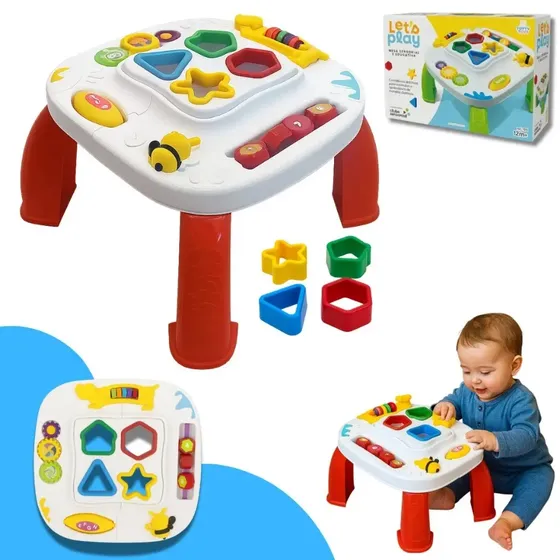 Mesinha Infantil Mesa Didática Divertida Brinquedo Crianças Educacional Bebê Atividades De Montar Interativa Clube Educativo Educativa
