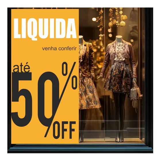 Adesivo Para Vitrine Faixa Promoção Loja Liquidação 50% R128