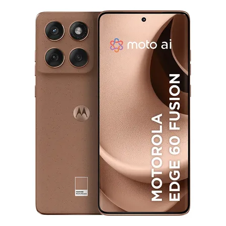 Smartphone Motorola Edge 60 Fusion 5G - 256GB 8GB RAM+16GB Ram Boost Tela Quad-Curve moto AI 50MP Sony Camera ultrarresistencia militar IP68 + IP69 - Mocha Mousse