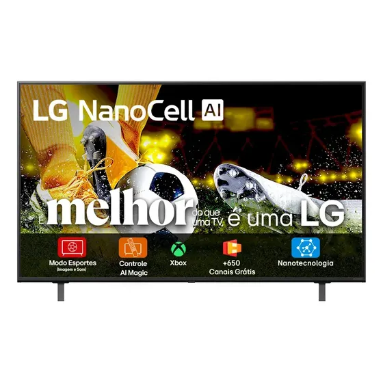 Smart TV LG NanoCell AI 4K NANO80 50 polegadas Cores Puras Processador α7 AI Ger 8 webOS 25