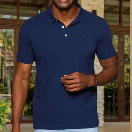 Camisa Polo Reserva Essence Básica Marinho Liso M