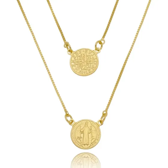 Escapulário São Bento Banhado A Ouro 18k