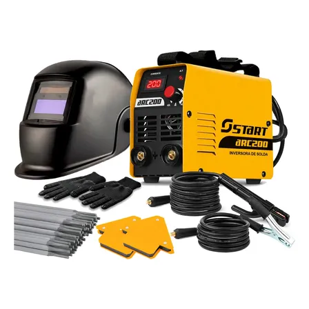 Kit Soldador Inversora C/ Mascara Eletrodo + Acessórios Amarelo 220v