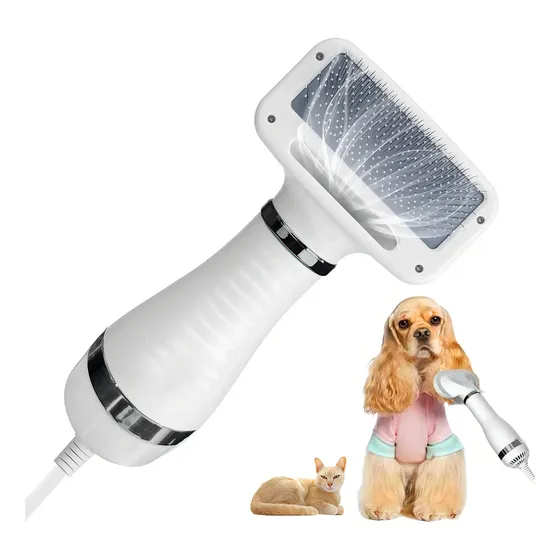 Cão Gato Estimação 2 In 1 Escova Deslizante Elétrica Leve Silenciosa Modeladora Penteado Remove Pelo Multifuncional D.S. Branco