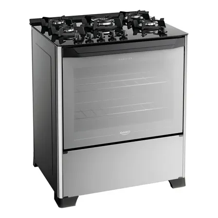 Fogão 5 Bocas Dako Magister Style Com Frente Espelhada Mesa de Vidro e Tripla Chama Bivolt