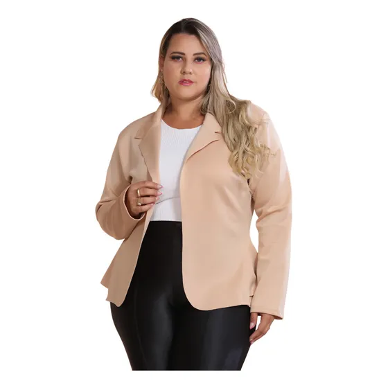 Blazer Curto Plus Size G1-g2-g3 Feminina De Neoprene