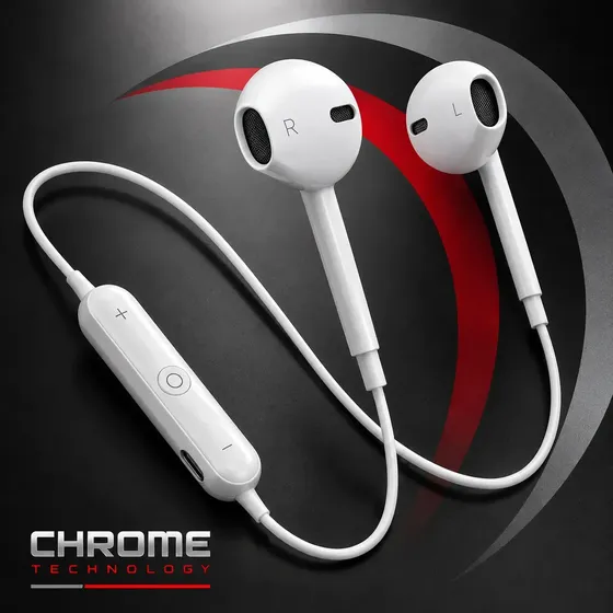 Fone De Ouvido Bluetooth Chrome Technology S6 Branco Com Cancelamento De Ruído