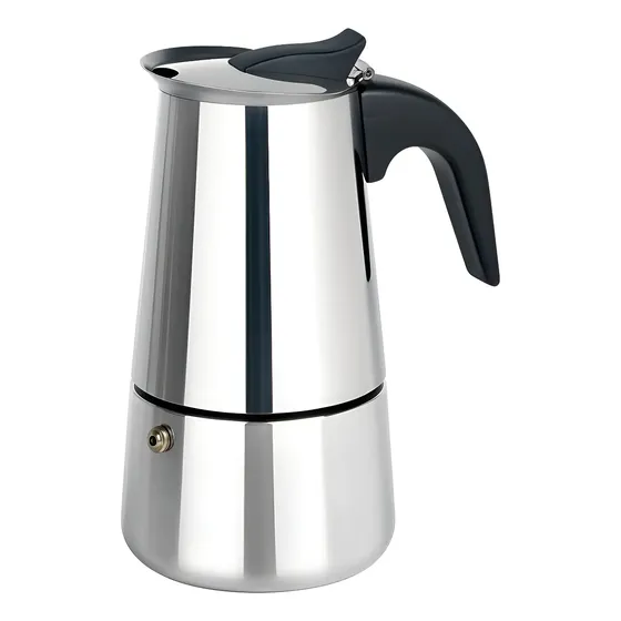 Cafeteira Italiana Expresso Aço Inox Polido 4 Xícaras 200ml Cinza