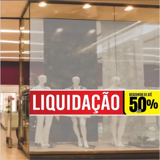 Kit 2 Faixas Adesivas P/ Vitrine Liquidação Até 50% Off- 2m