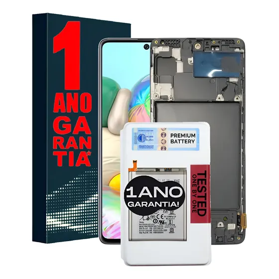 Tela Frontal + Battria Para Galaxy A71 + Dsplay Oled Com Aro