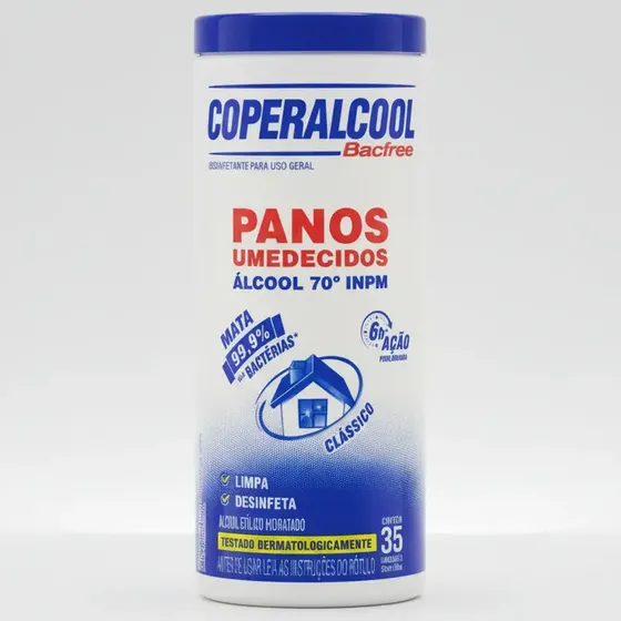Lenços Umedecidos Panos Coperalcool Bacfree 70°inpm 35 Unidades
