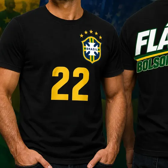 Camiseta Masculina Flávio Bolsonaro Brasil 22 Eleições Moda