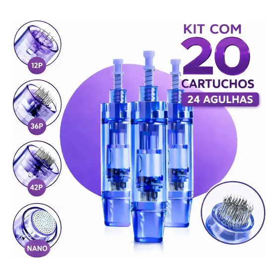 Kit 20 Cartuchos Dermapen 24 Agulhas BMED - Outras Variações Nano M1 R3M 5F 12 36 42