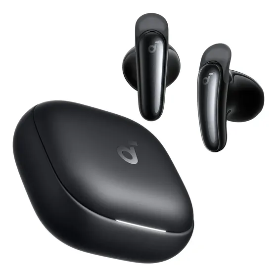 Soundcore Liberty Buds da Anker, Fone de Ouvido Bluetooth Sem Fio, Design Semi-Intra-Auricular, Aletas Auriculares Removíveis, Cancelamento de Ruído Adaptativo em Tempo Real, 30H de Reprodução, Preto