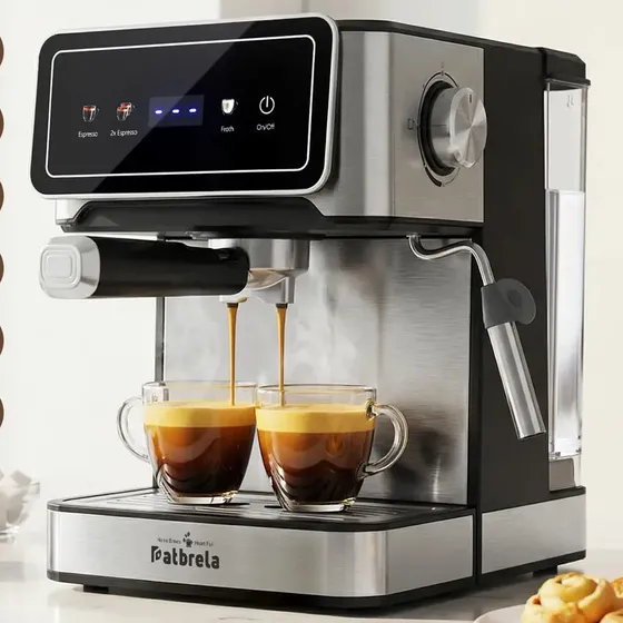 Cafeteira Expresso PATBRELA Semi Automática 20 Bar, para Cápsulas e Pó, com Painel Touch e Vaporizador de Leite