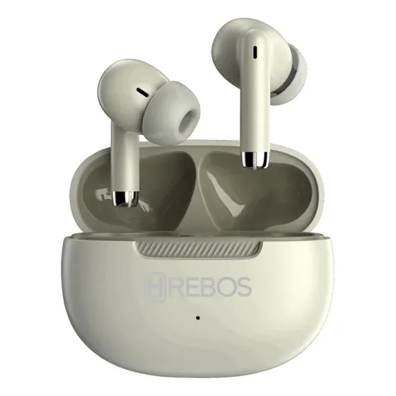 Fone De Ouvido Sem Fio Bluetooth Microfone Earbuds Hrebos Branco