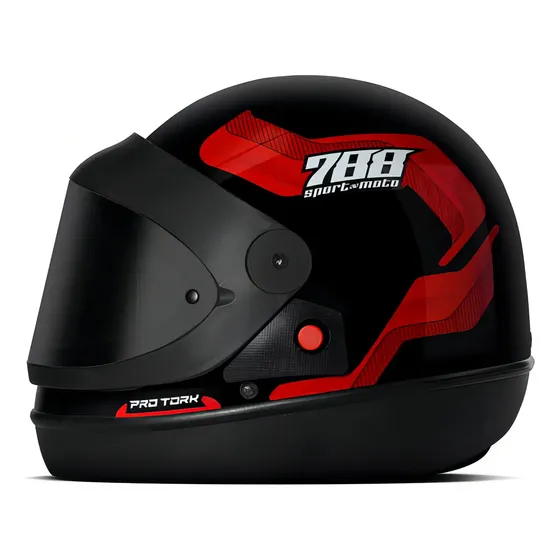 Capacete Pro Tork Sport Moto 788 Viseira Fumê Vermelho 60