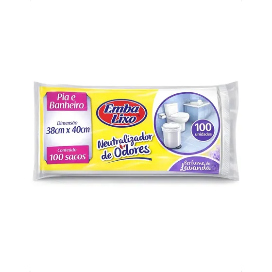 Saco De Lixo Neutralizador De Odores Para Banheiro Cozinha Premium Lavanda 13L Casa Decoração Lavabo