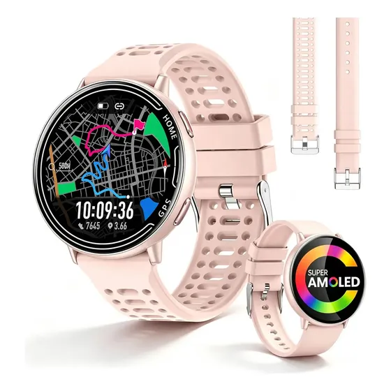 Smartwatch WGP Relógio Inteligente Tela AMOLED 1,39" 466×466 relogio GPS Embutido Bluetooth 5.3 Chamadas Telefônicas 100+ Modos Esportivos 2 pulseiras Monitor Saúde Compatível Android e iOS