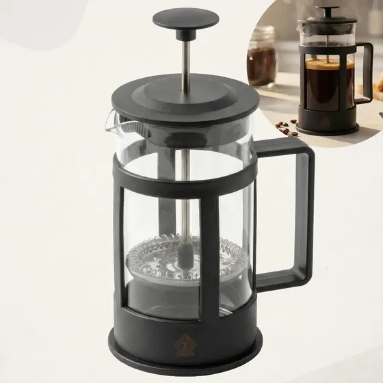 Cafeteira Prensa Francesa Cremeira 350ml Café Expresso Leite Cremoso Chá Tragaluz Cor Preto