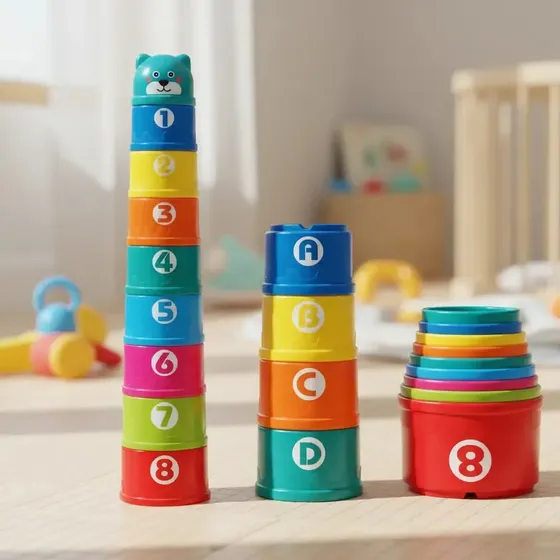 Torre Brinquedo 9 Peças Encaixe Diversão Divertida Bebês 9 Potes-sortidas