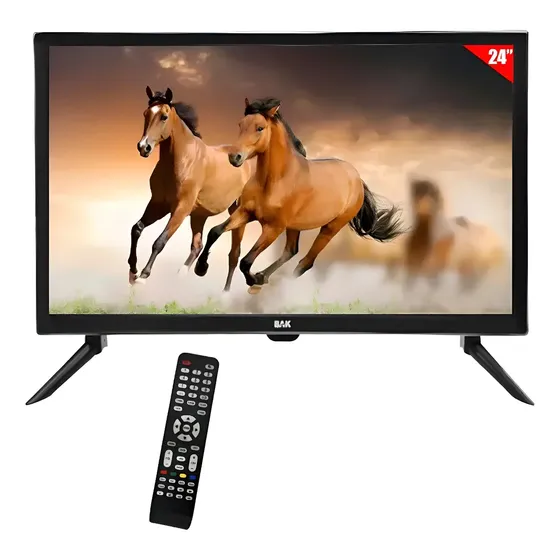 Monitor Tv Led 24 Bak Full Hd Bk-24d Hdmi Usb Conversor Digital Cor Preto