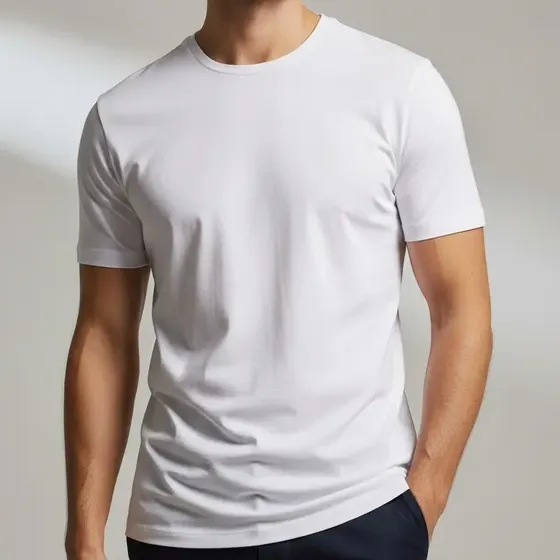 Camiseta Algodão Egípcio Masculina Premium Slim Lisa Básica