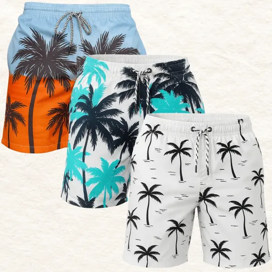 Kit 3 Short Masculino Tactel Estampado Bolso Moda Praia 2026