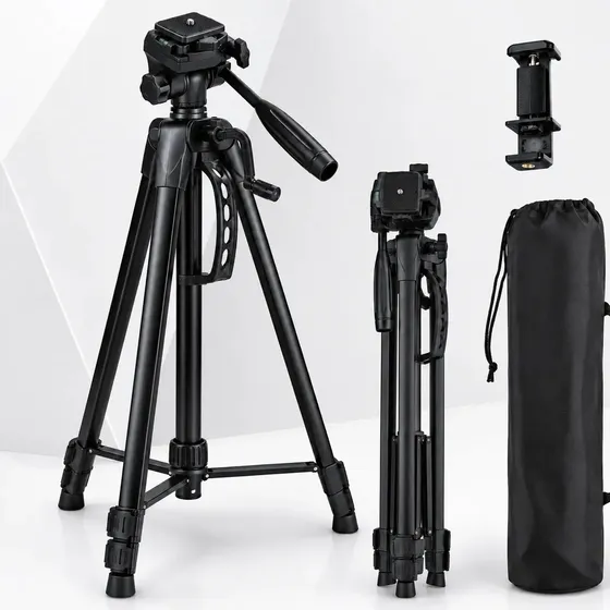 Tripé Profissional De Alumínio 1,40m Suporte Celular E Câmera Dlsr Com Cabeça Hidráulica 360° Fotográfico Filmagem Com Bolsa Preto