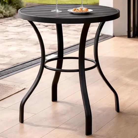 Mesa Bistrô Redondo Baixo Preto (alumínio) - Queima Estoque